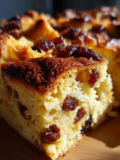Bread Pudding with Raisins for Christmas, Thanksgiving