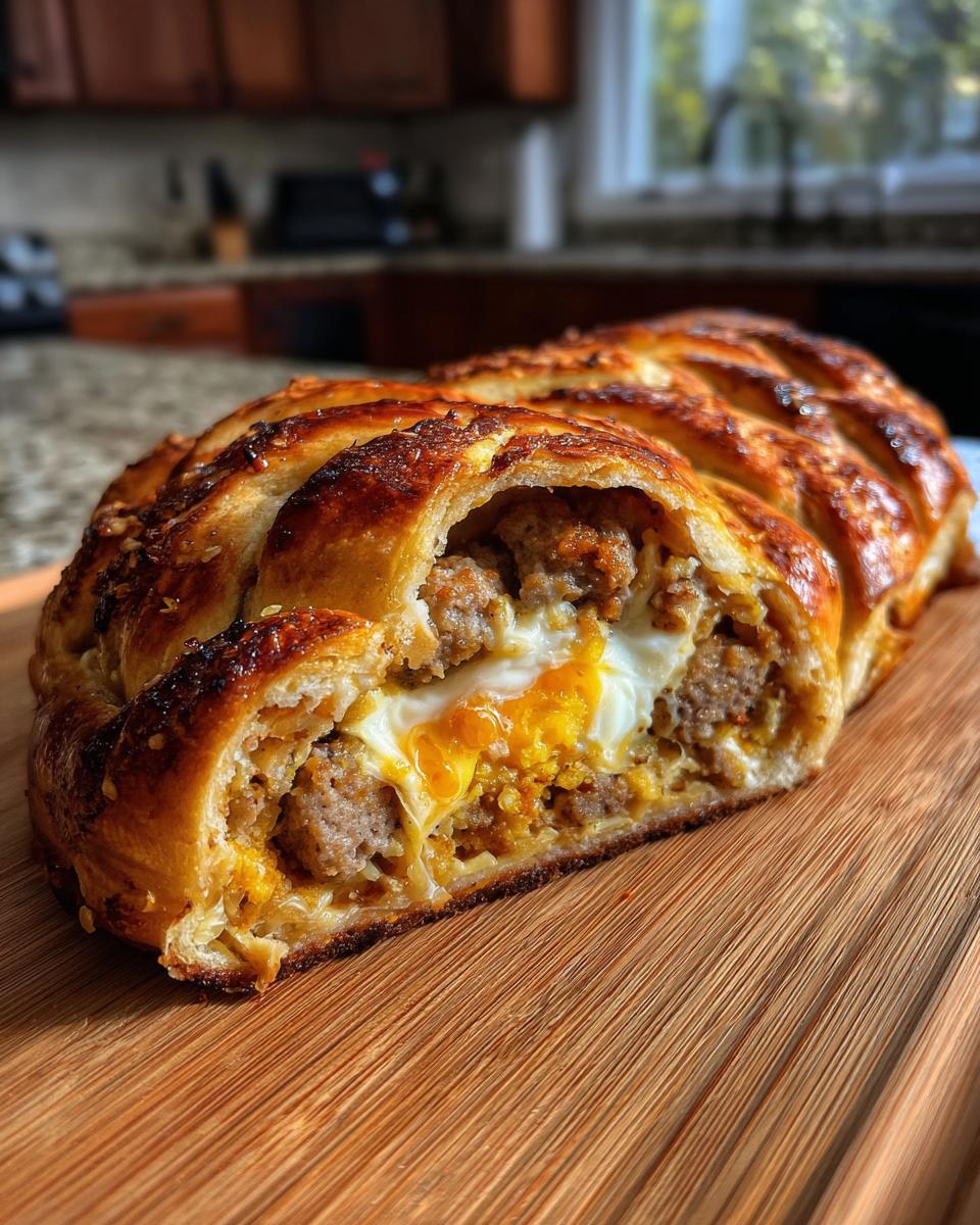 Breakfast Braid with Sausage and Eggs - detail 3