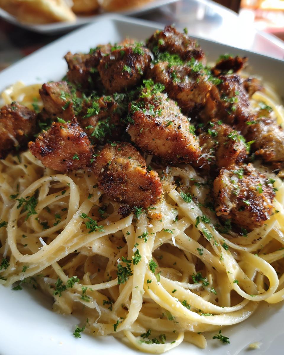 Cajun Chicken Bites with Cheesy Alfredo Linguine for Christmas - detail 1