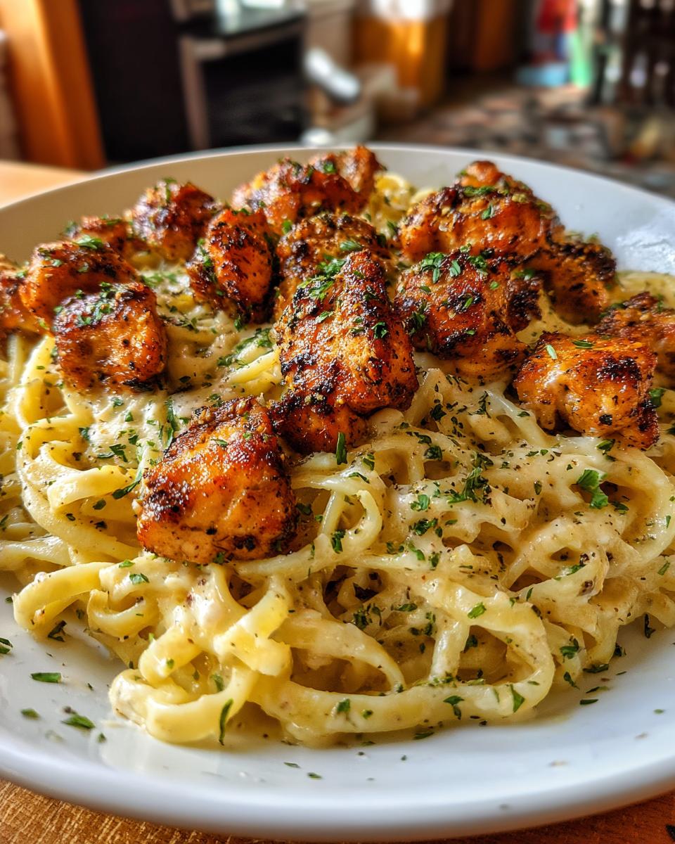 Cajun Chicken Bites with Cheesy Alfredo Linguine for Christmas - detail 3