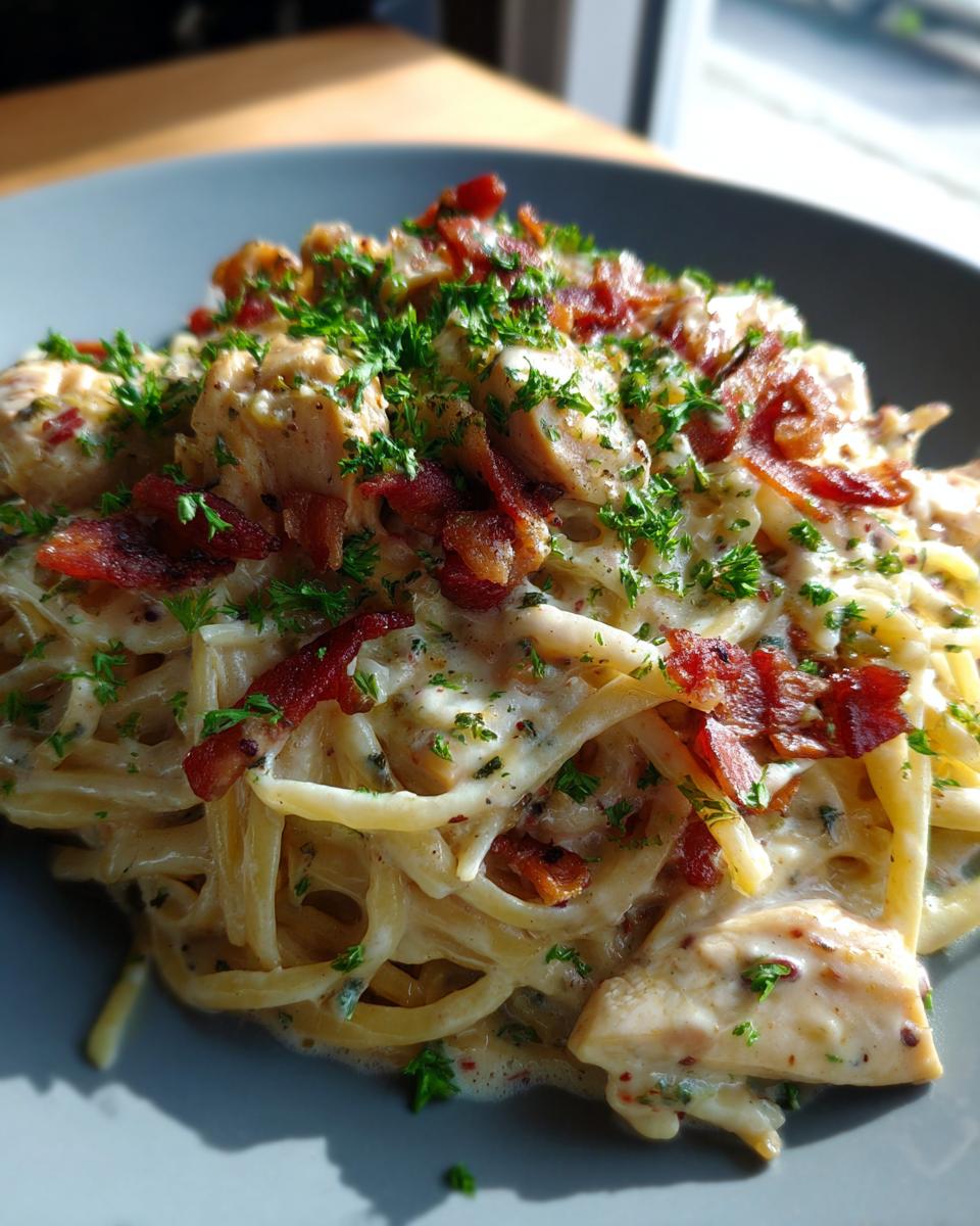 Chicken and Bacon Pasta in Garlic Cream Sauce - detail 1