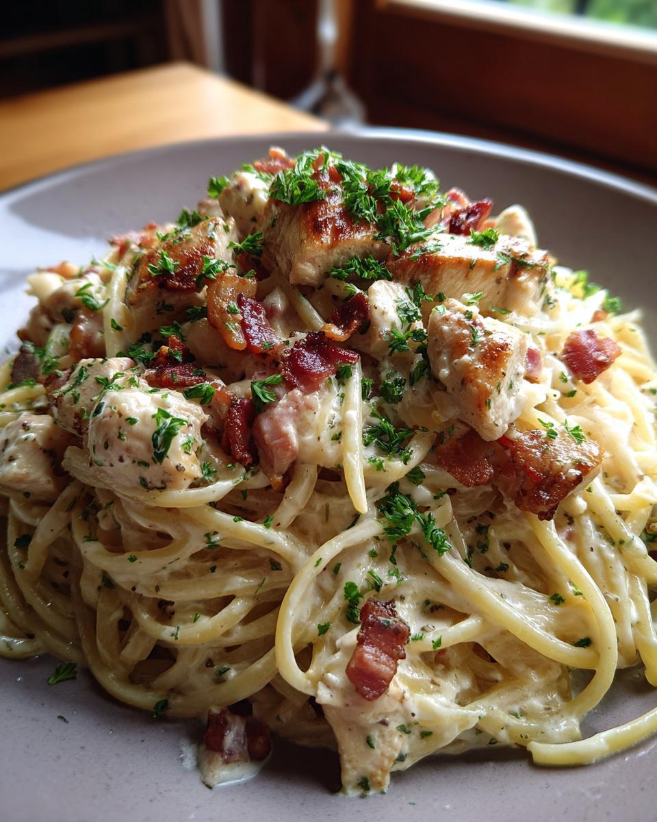 Chicken and Bacon Pasta in Garlic Cream Sauce - detail 2
