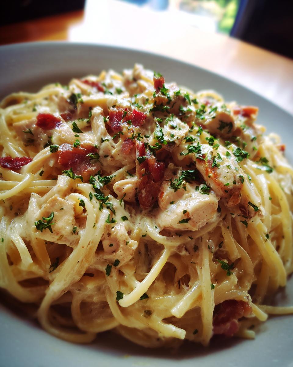 Chicken and Bacon Pasta in Garlic Cream Sauce - detail 3