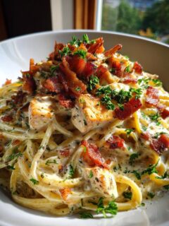 Creamy Chicken Carbonara with Bacon for Christmas