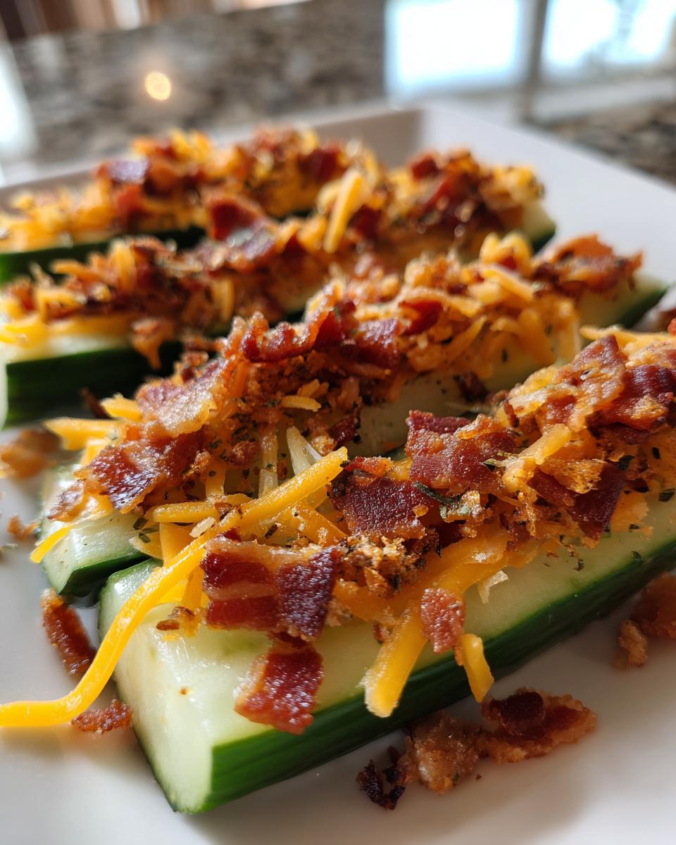 Cucumber Snack with Cheese and Bacon Bits for Easter, Thanksgiving - detail 3
