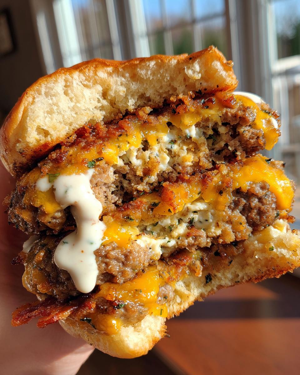 Double-Decker Jalapeño Popper Smash Burgers with Ranch Drizzle for Halloween - detail 2