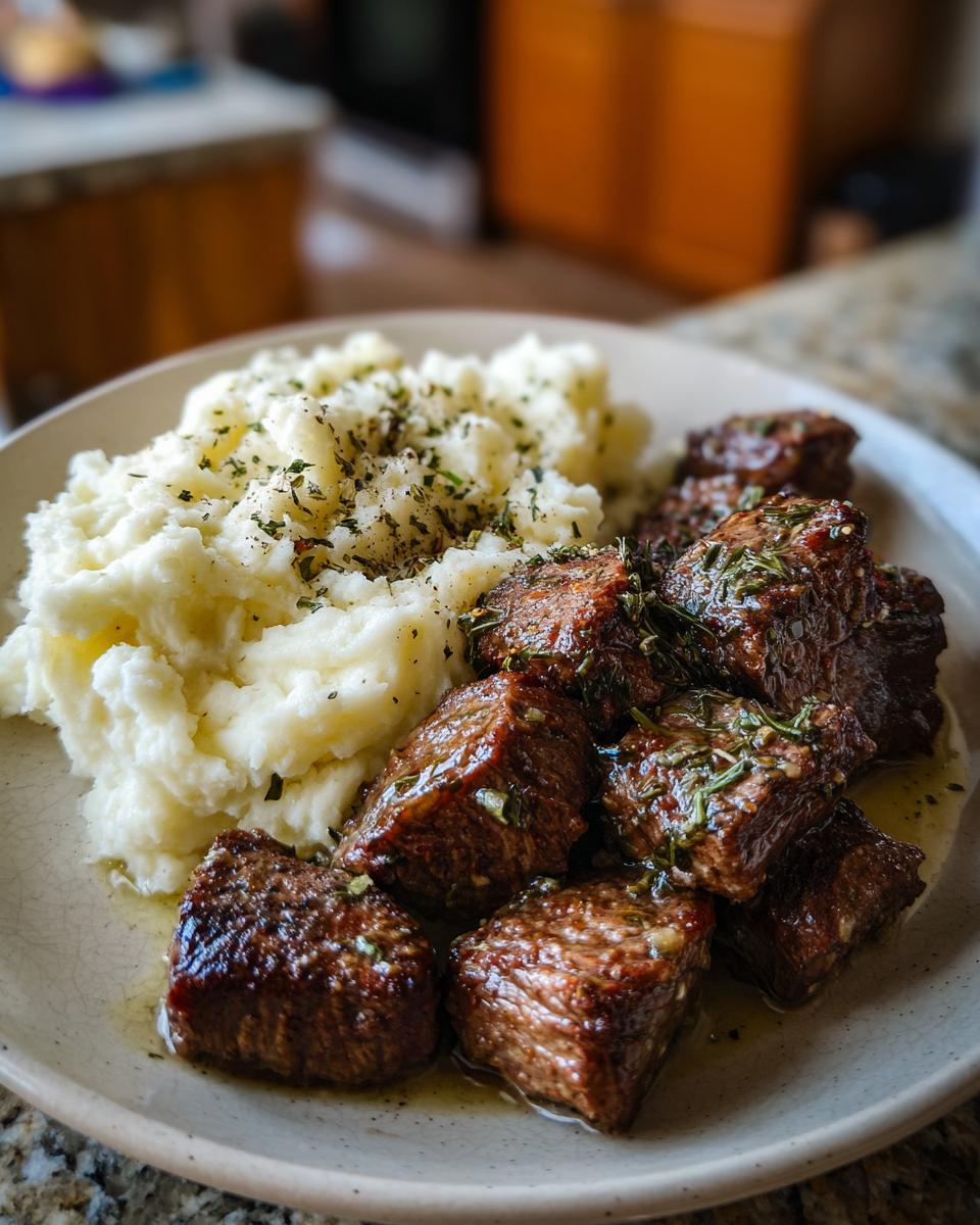 Garlic Butter Steak Bites with Creamy Mashed Potatoes - detail 1