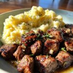 Garlic Butter Steak Bites with Creamy Mashed Potatoes