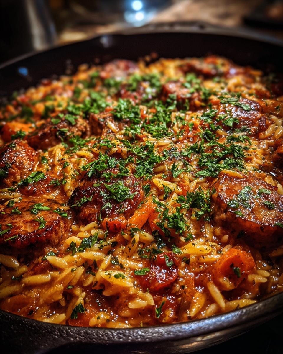Hearty Italian Sausage and Orzo Skillet for Christmas, Thanksgiving - detail 2