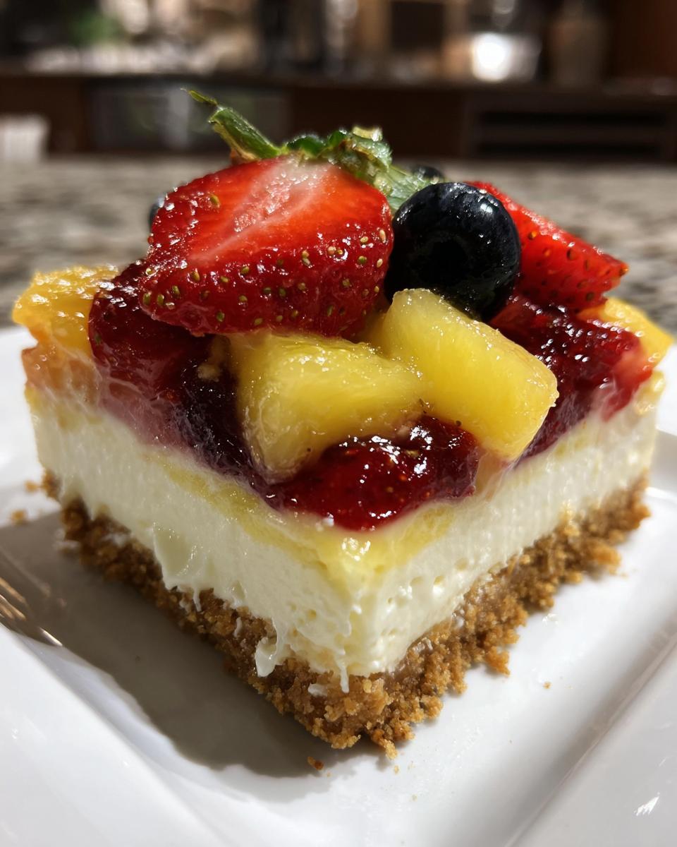 Layered Fruit Cheesecake Bars for Easter, Christmas - detail 2