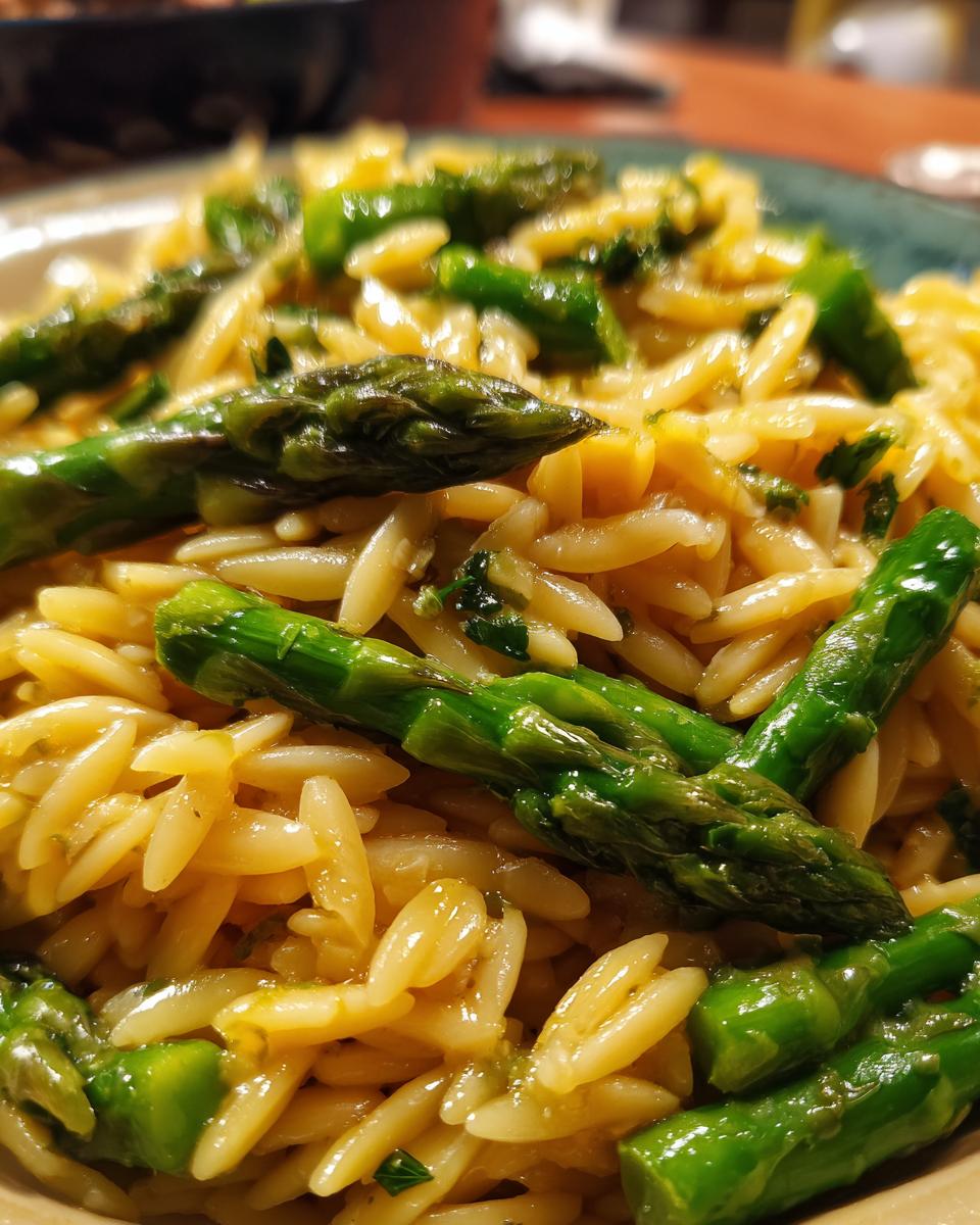Lemon Orzo with Asparagus for Christmas, Thanksgiving - detail 2