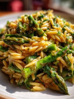 Lemon Orzo with Asparagus for Christmas, Thanksgiving