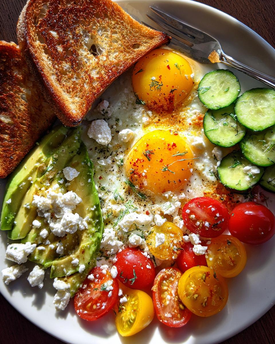 Mediterranean Breakfast Plate with Eggs, Feta, and Avocado for Easter - detail 1