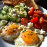 Mediterranean Breakfast Plate with Eggs, Feta, and Avocado for Easter