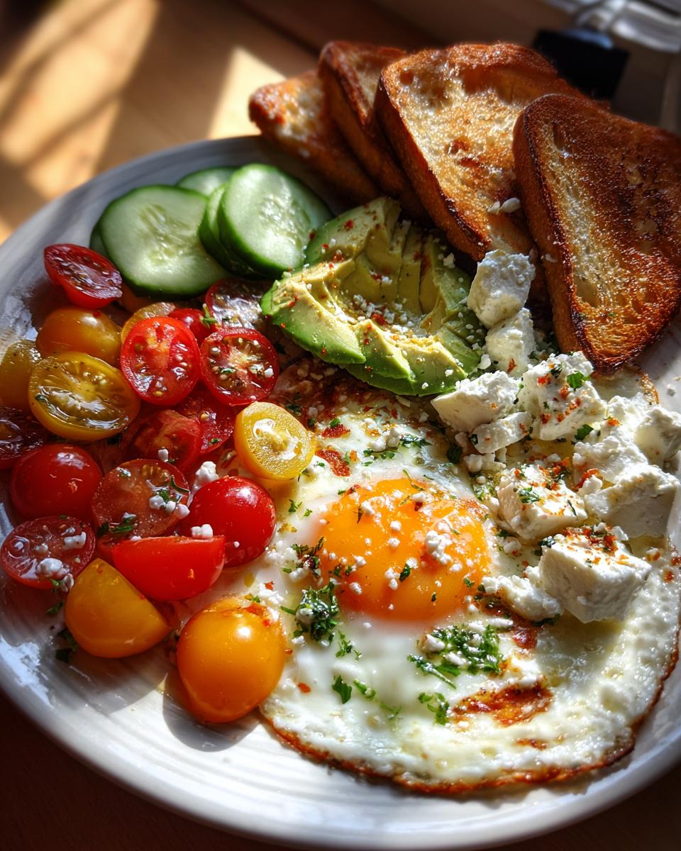 Mediterranean Breakfast Plate with Eggs, Feta, and Avocado for Easter - detail 2