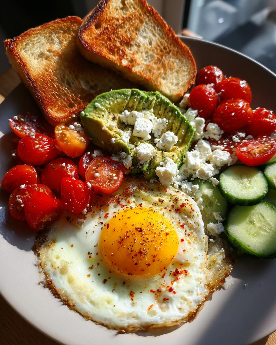 Mediterranean Breakfast Plate with Eggs, Feta, and Avocado for Easter - detail 3