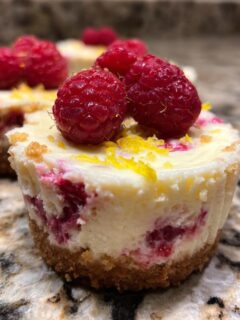 No Bake Mini Lemon Raspberry Cheesecakes for Easter, Christmas