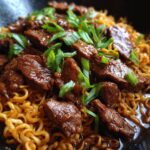 One Pot Mongolian Beef Ramen Noodles for Christmas