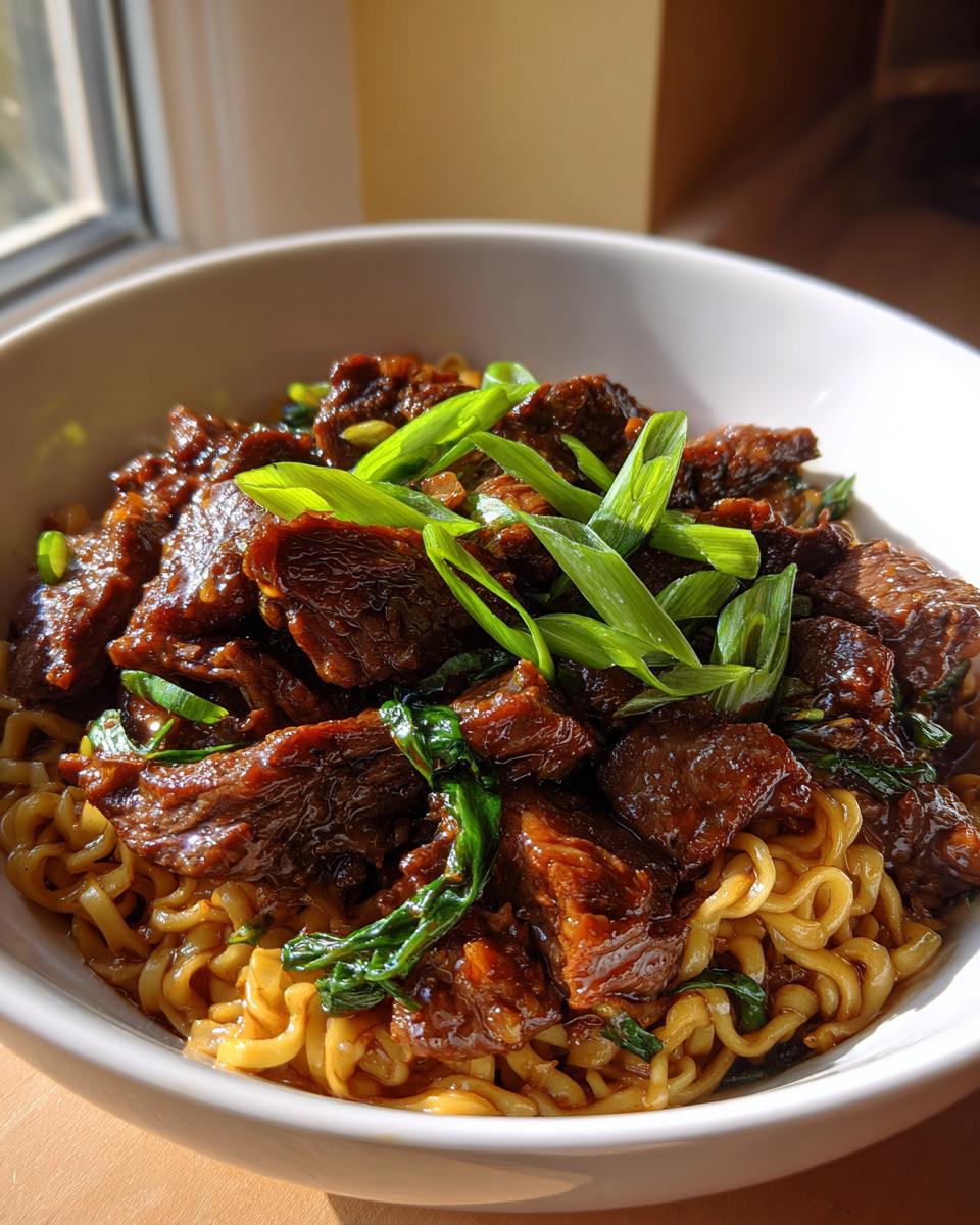 One Pot Mongolian Beef Ramen Noodles for Christmas - detail 3