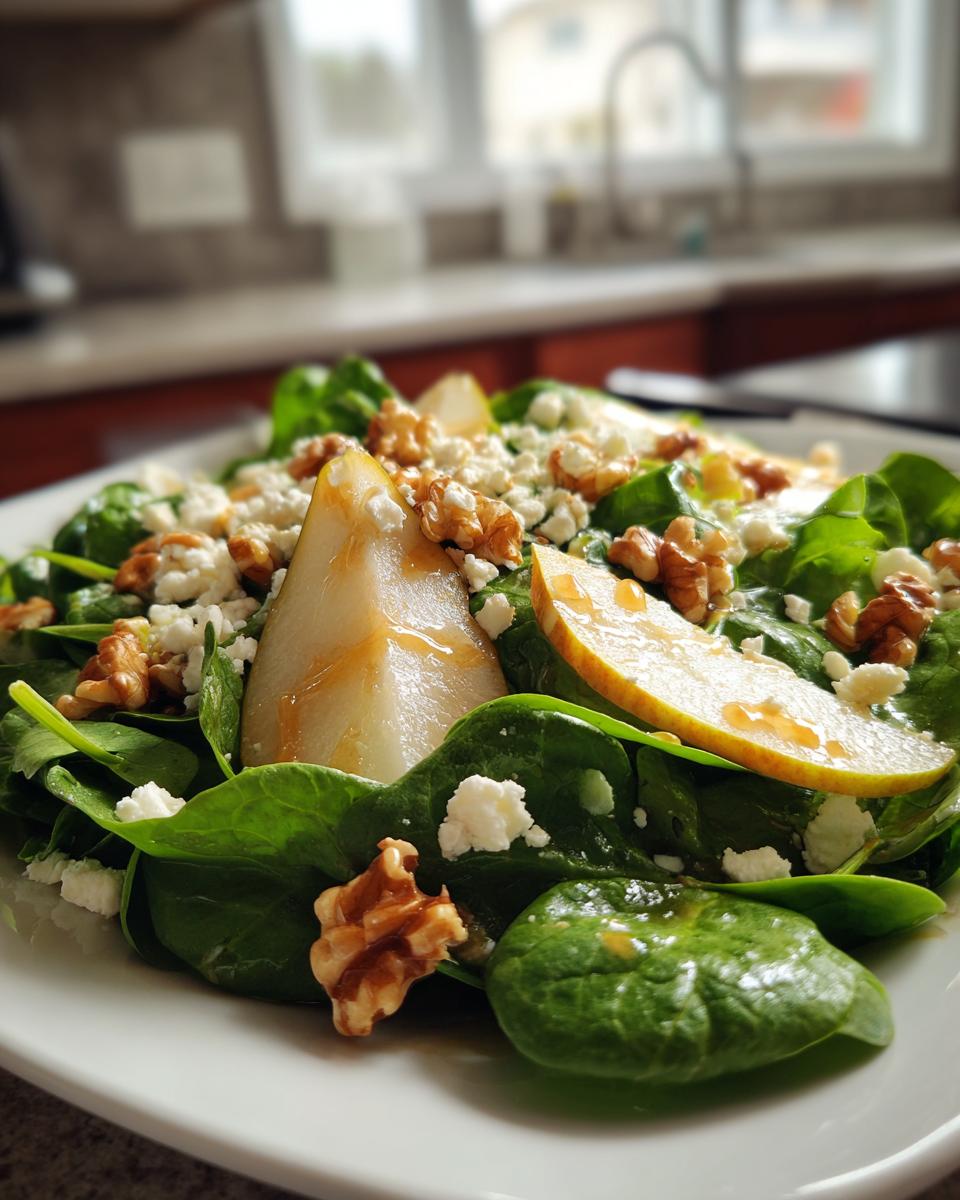 Pear Spinach Salad with Maple-Lemon Mustard Dressing - detail 1