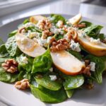 Pear Spinach Salad with Maple-Lemon Mustard Dressing