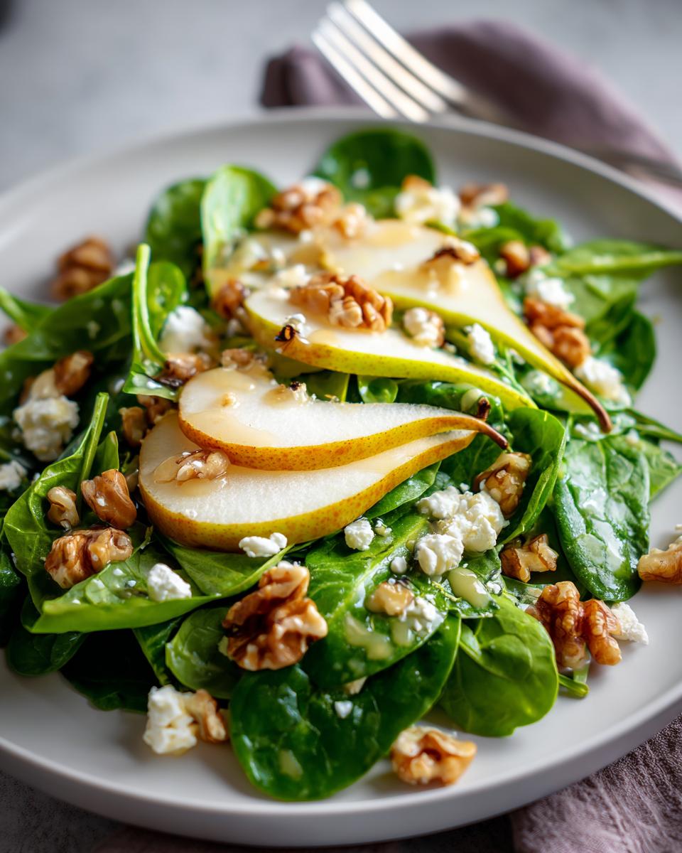 Pear Spinach Salad with Maple-Lemon Mustard Dressing - detail 2