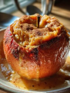 Pumpkin Pie Stuffed Baked Apples for Halloween, Thanksgiving