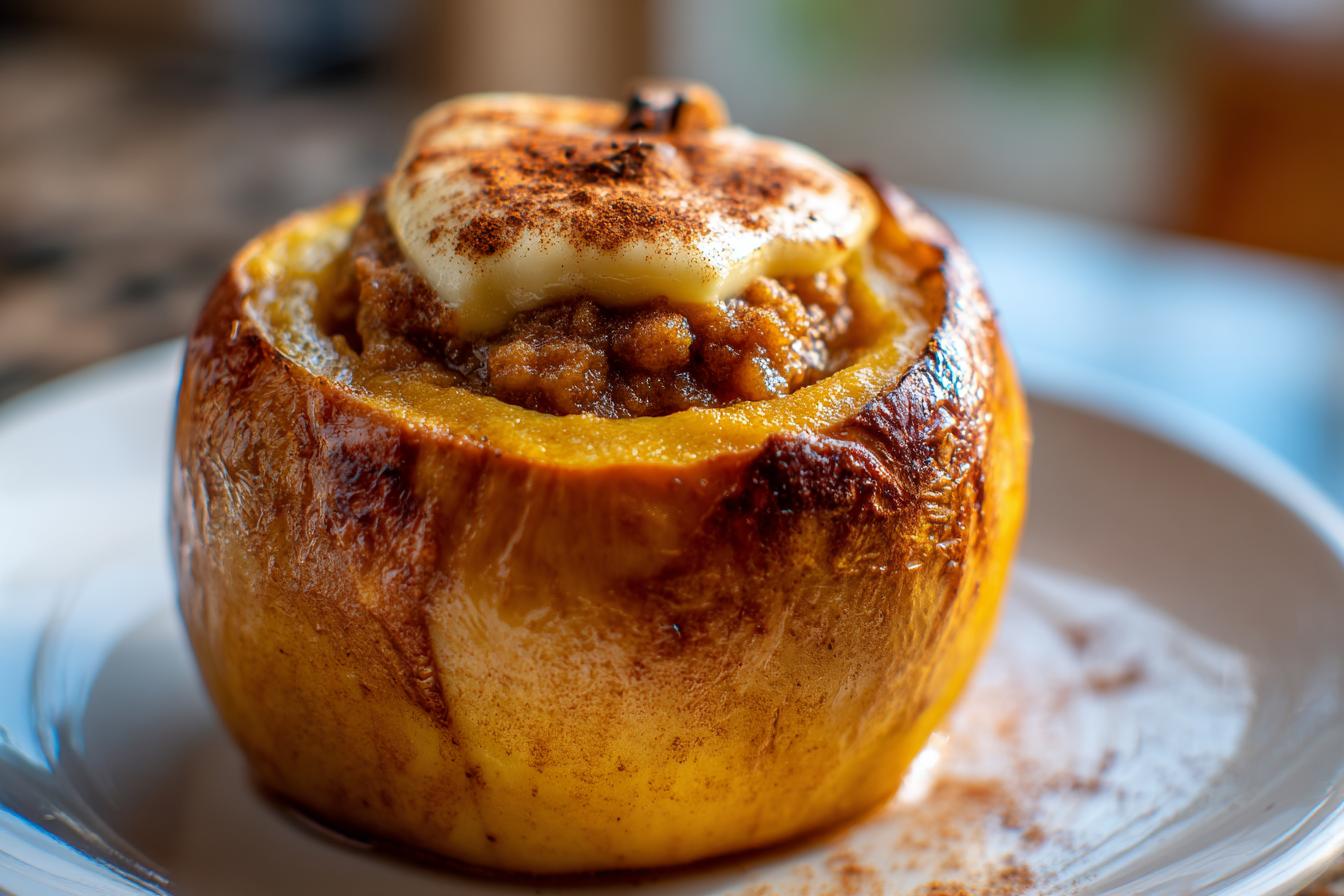 Pumpkin Pie Stuffed Baked Apples for Halloween, Thanksgiving - detail 4