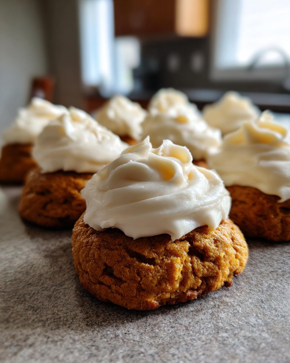 Pumpkin Sugar Cookies with Cream Cheese Frosting for Halloween, Thanksgiving - detail 1