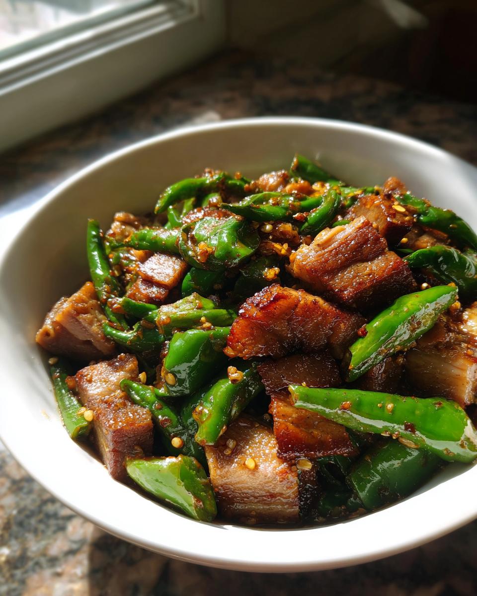 Stir-fried Pork Belly with Green Chilies for Halloween - detail 2