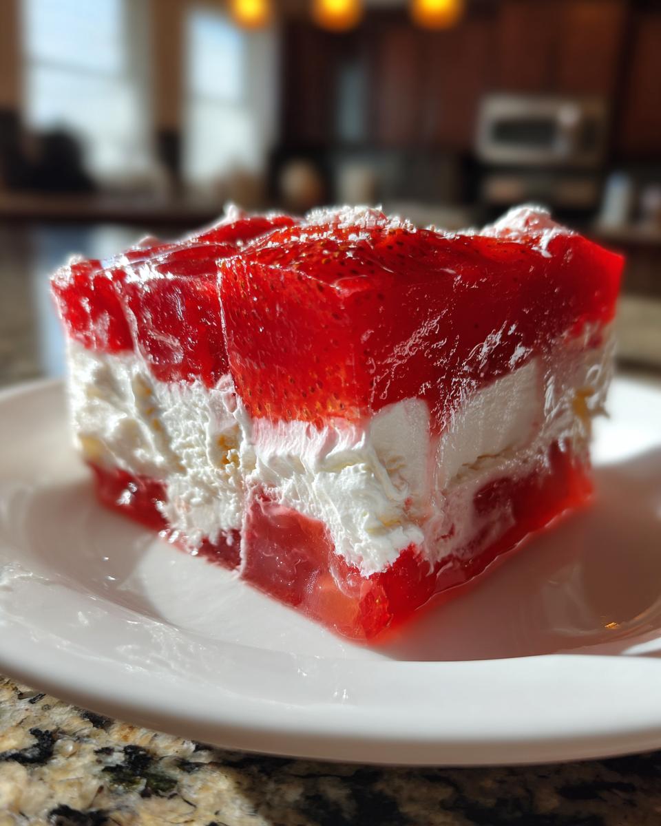Strawberry Jello Whipped Cream Dessert for Christmas, Thanksgiving - detail 1