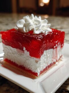 Strawberry Jello Whipped Cream Dessert for Christmas, Thanksgiving