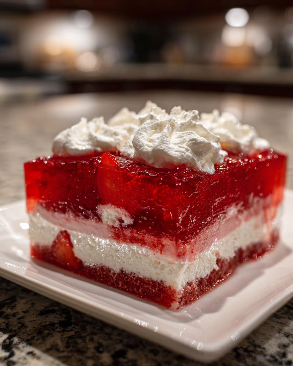 Strawberry Jello Whipped Cream Dessert for Christmas, Thanksgiving - detail 3