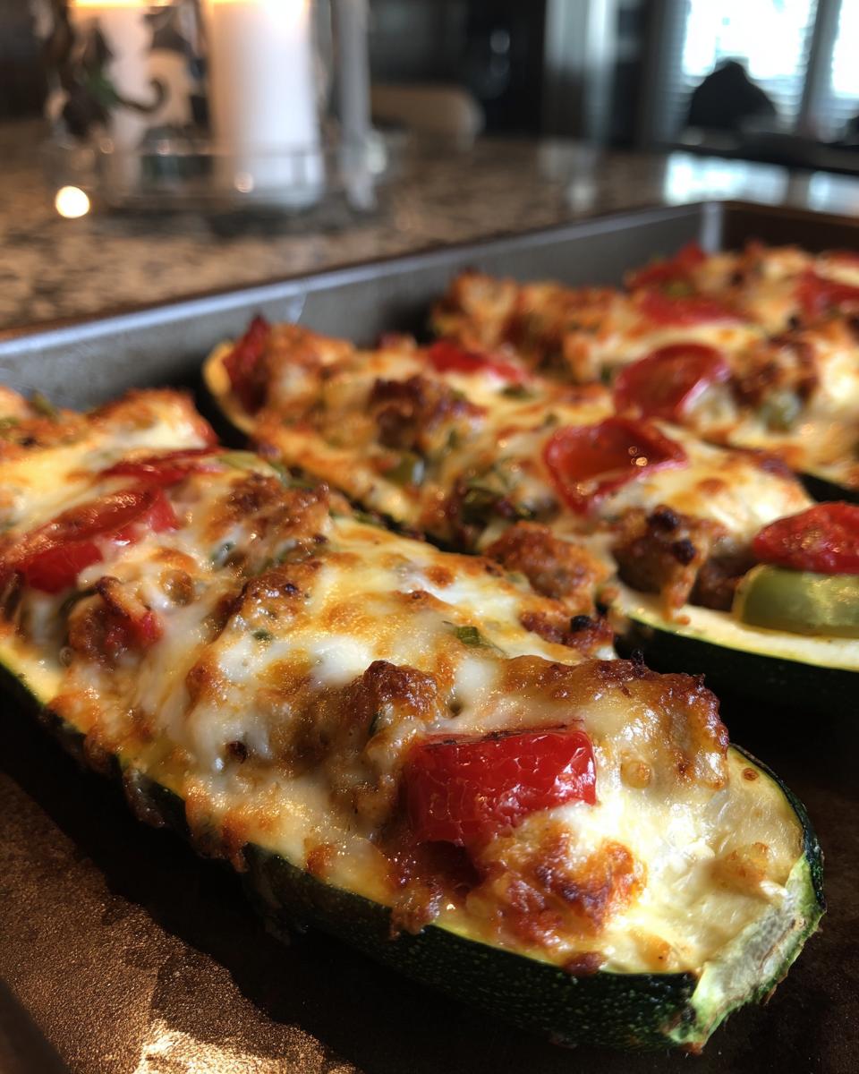 Stuffed Zucchini Boats Pizza Style - detail 1