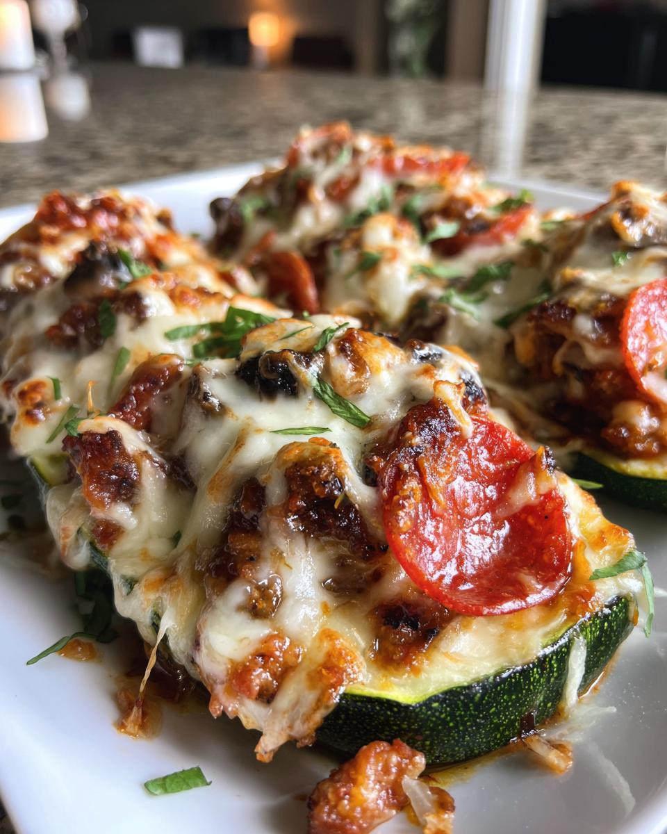 Stuffed Zucchini Boats Pizza Style - detail 2