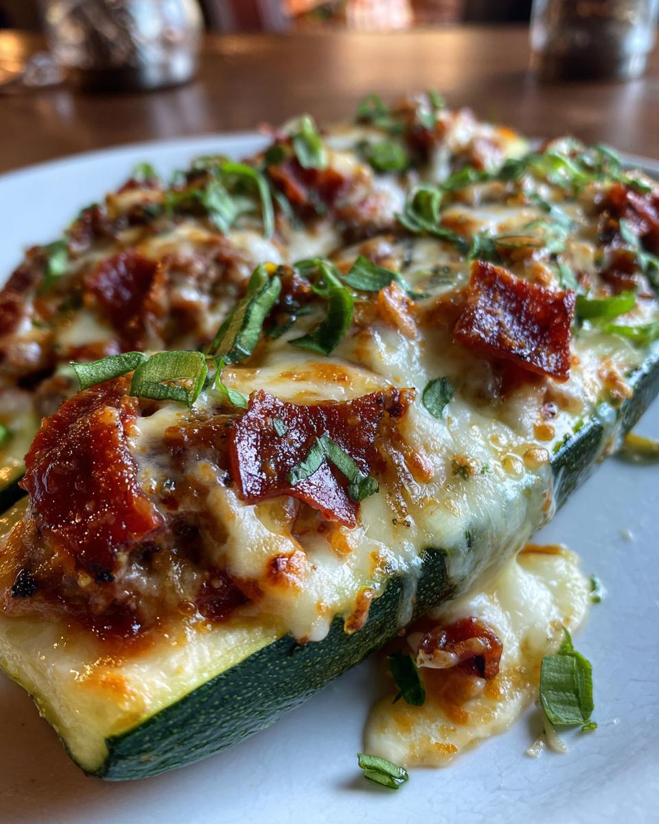 Stuffed Zucchini Boats Pizza Style - detail 4