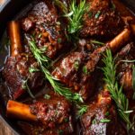 Tender Lamb Shanks in Red Wine Gravy for Christmas, Thanksgiving