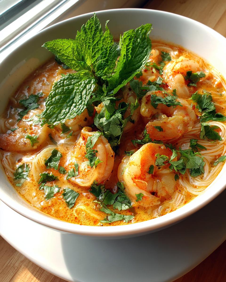 Thai Shrimp Coconut Noodle Soup for Easter, Christmas - detail 1