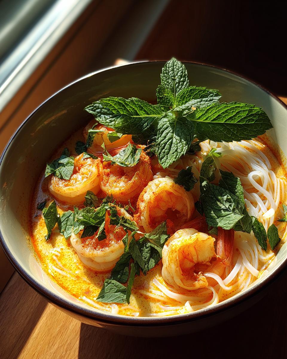 Thai Shrimp Coconut Noodle Soup for Easter, Christmas - detail 2