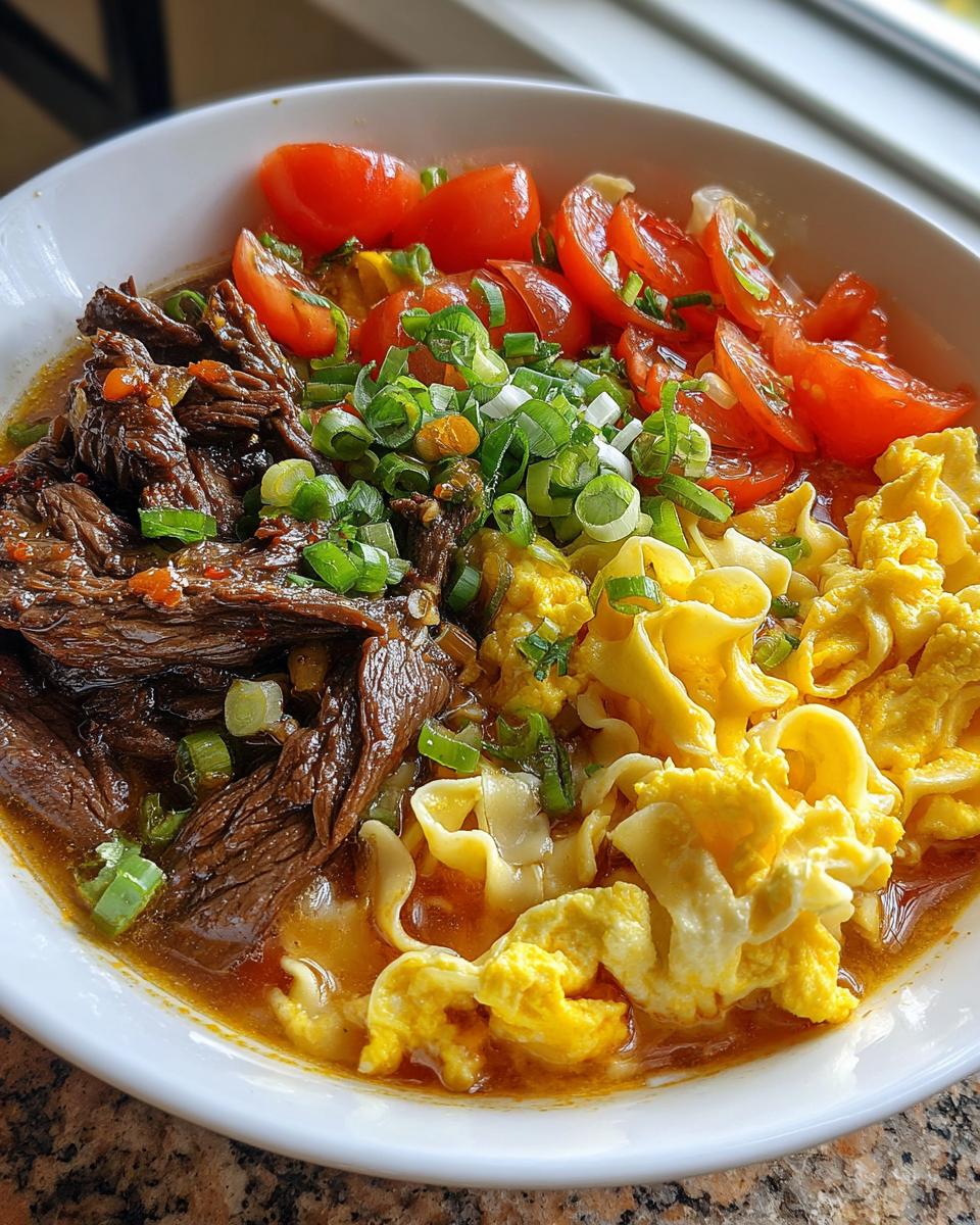 Tomato Egg and Beef Noodle Soup for Christmas, Thanksgiving - detail 1