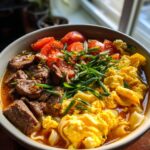 Tomato Egg and Beef Noodle Soup for Christmas, Thanksgiving