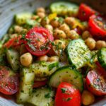 Chickpea Cucumber Tomato Salad with Lemon Parsley Vinaigrette