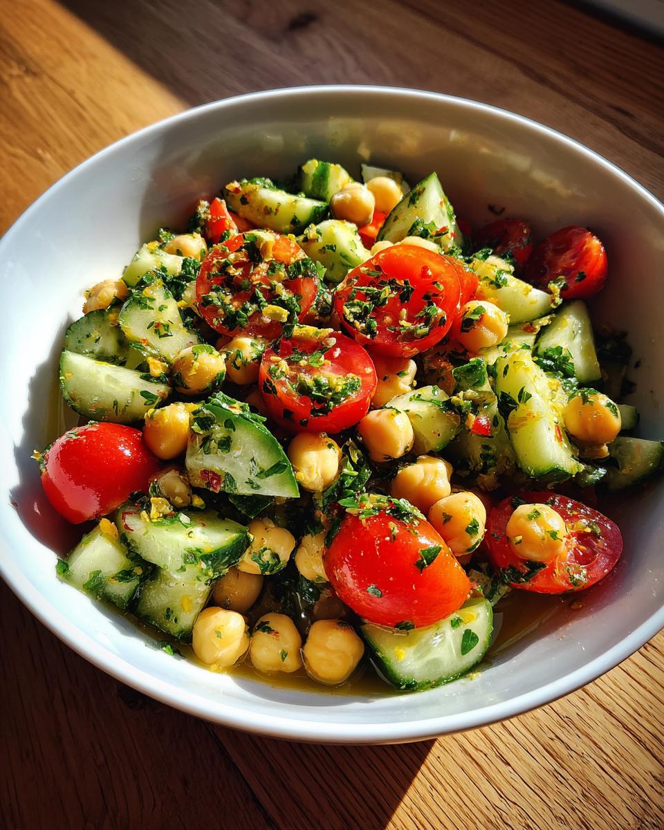 Chickpea Cucumber Tomato Salad with Lemon Parsley Vinaigrette - detail 3