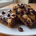 Chocolate Chip Cookie Bars with Hot Fudge for Christmas