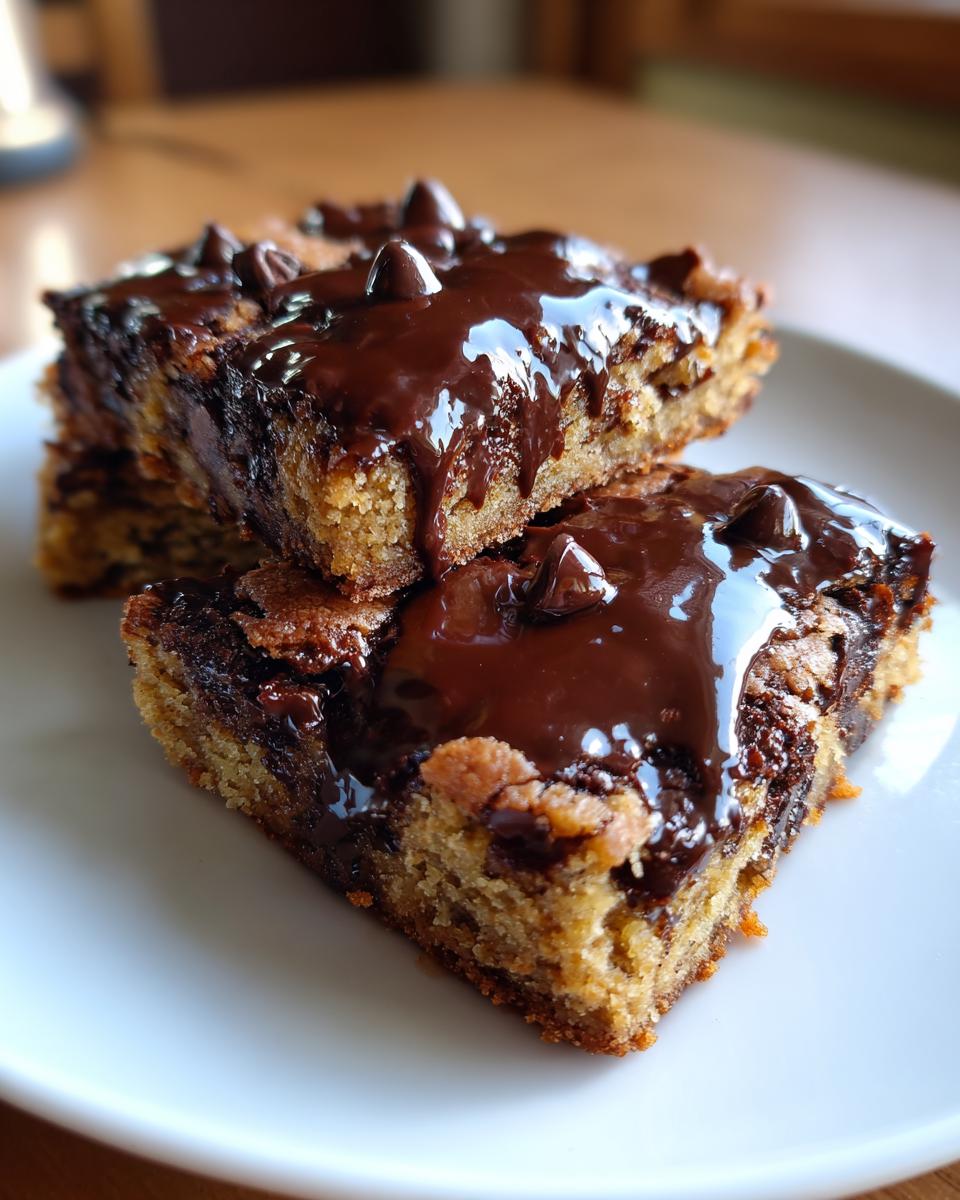 Chocolate Chip Cookie Bars with Hot Fudge for Christmas - detail 3