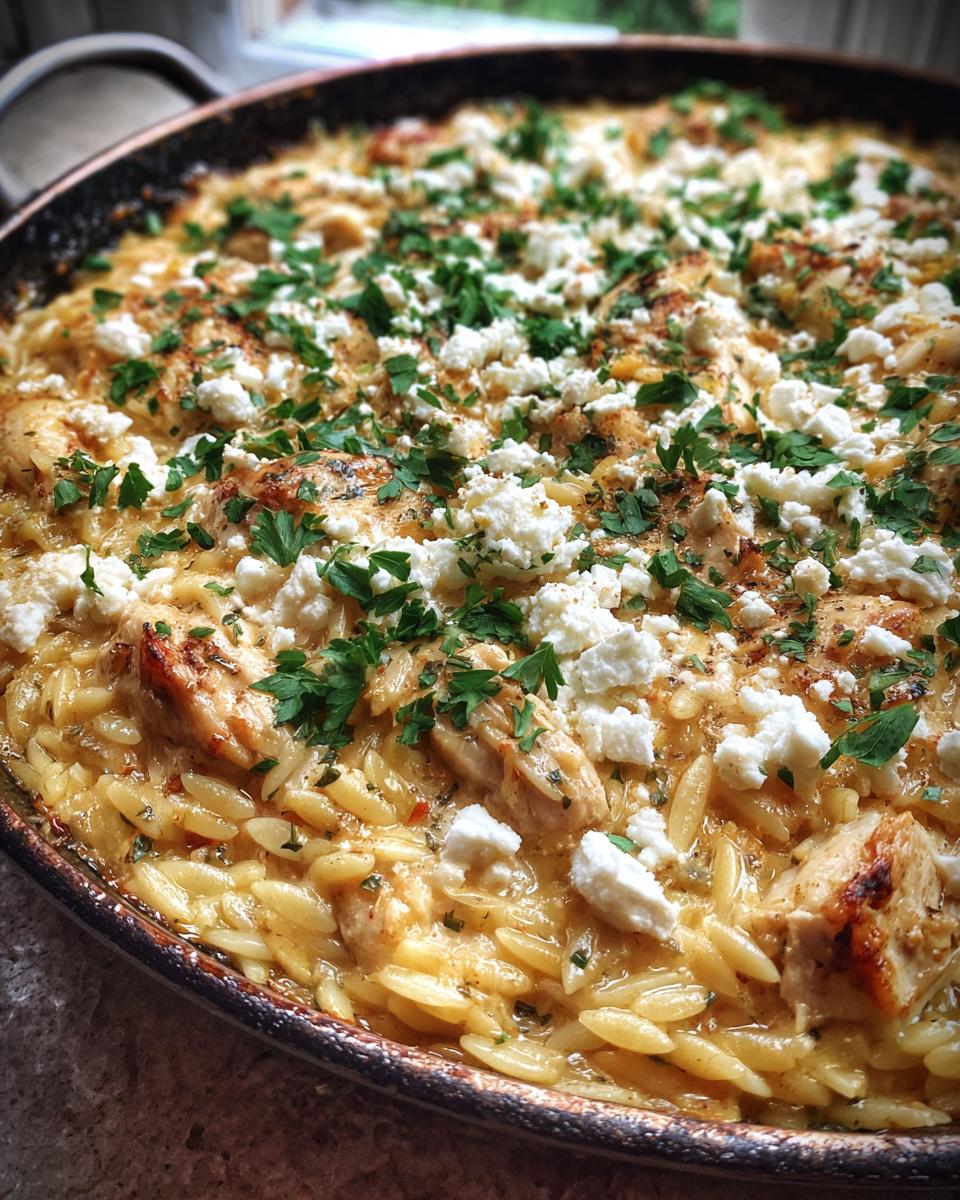 Creamy Baked Orzo with Chicken and Feta for Christmas - detail 2