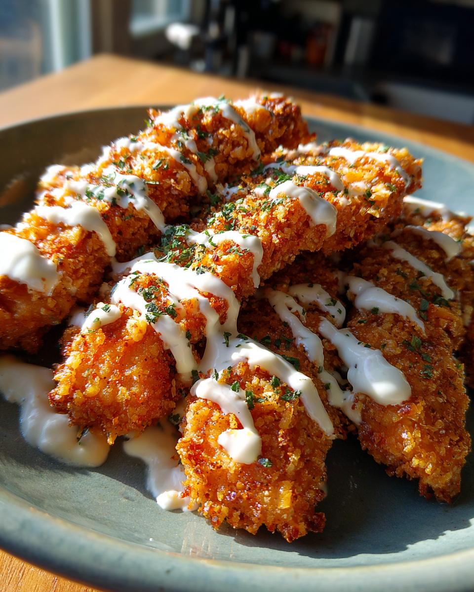 Crispy Hot Honey Chicken Tenders with Parmesan Crust and Ranch Drizzle for Halloween, Christmas - detail 2