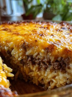 French Onion Ground Beef and Rice Casserole for Thanksgiving, Christmas