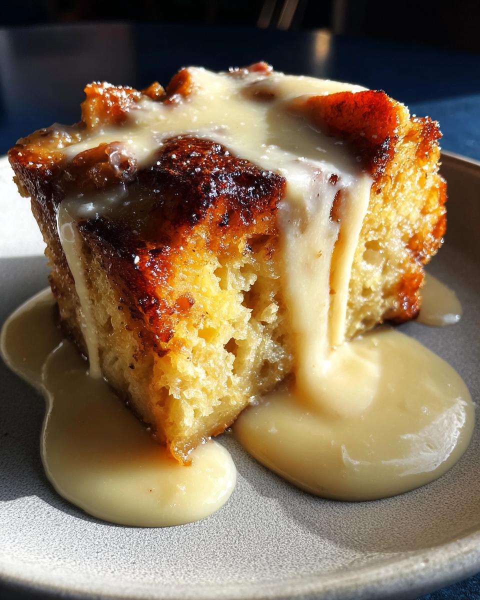 Grandma's Old-Fashioned Bread Pudding with Vanilla Sauce for Christmas, Thanksgiving - detail 1