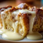 Grandma's Old-Fashioned Bread Pudding with Vanilla Sauce for Christmas, Thanksgiving